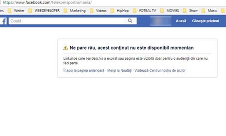 telekom sport pagina facebook inexistenta