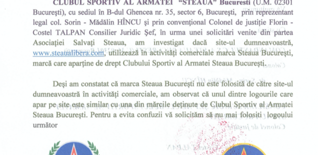 Clubul Steaua București a cerut ca Steaua Liberă să își schimbe logo-ul