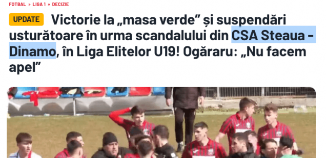 steaua u 19 violenta