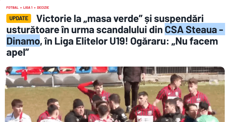steaua u 19 violenta