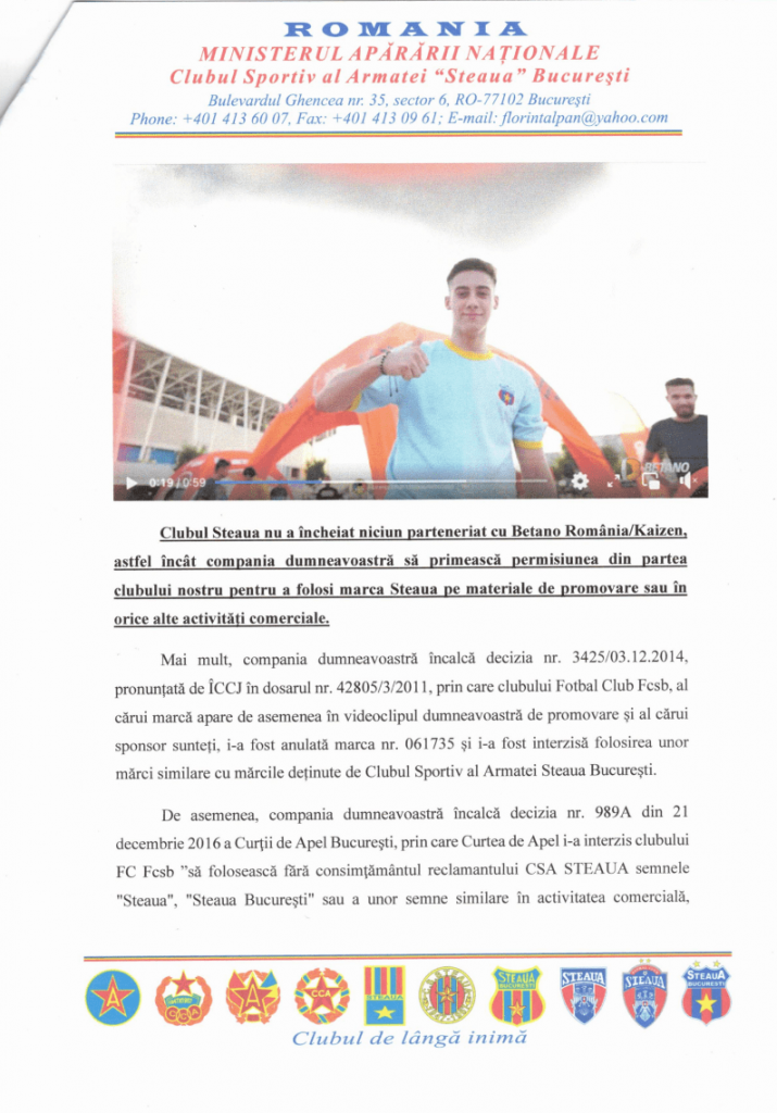 Steaua notificare betano