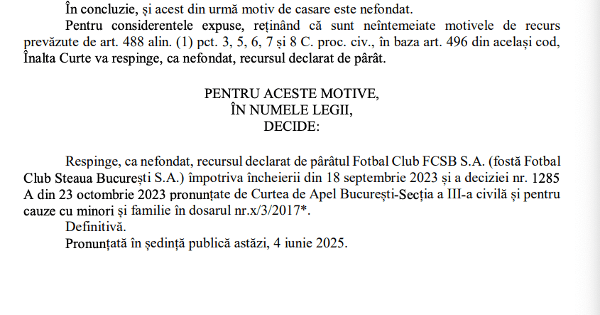 motivarea deciziei din dosarul pentru palmaresul stelei
